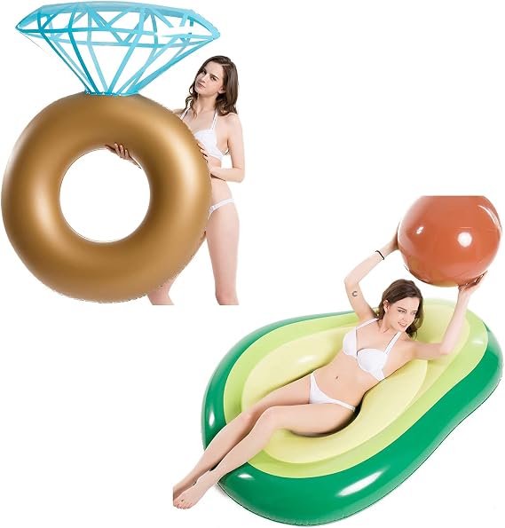 Jasonwell Inflatable Diamond Ring Pool Float - Engagement Ring Bachelorette Party Float and