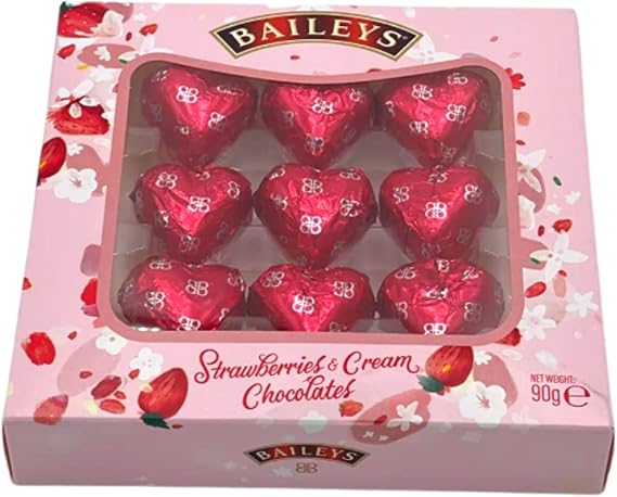 Baileys Strawberry and Cream Hearts 90g Gift Box. Great Gift for Birthday, Anniversary, Mother's Day, Father’s Day, Valentines, Date Nights, To Say Thank You, Thinking of You and All Special Occasions