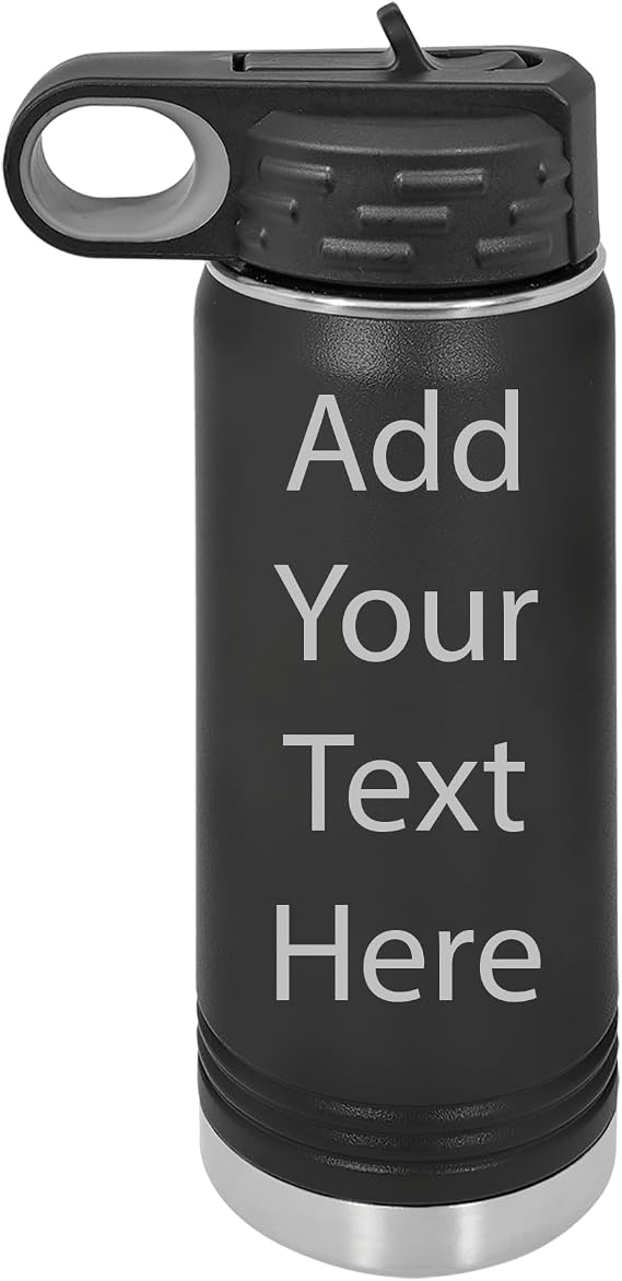 Customized Polar Camel 20 oz. Water Bottle Personalized With Your Text (Black)