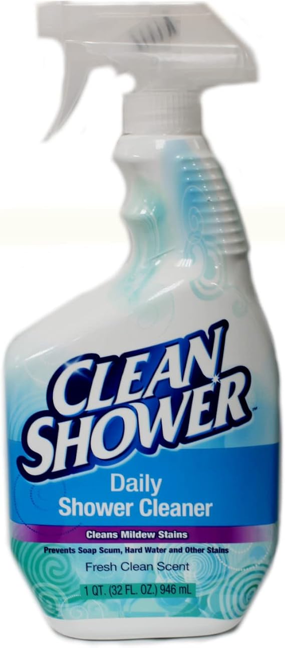 Clean Shower Daily Shower Cleaner Spray, Cleans Mildew Stains, Prevents Soap Scum, Hard Water & Other Stains, Fresh Clean Scent, 32 oz + 2 x 60 oz Refills