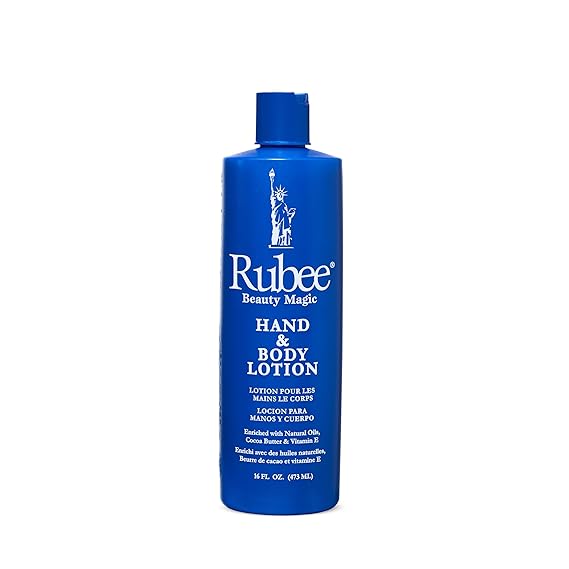 Rubee Body & Hand Lotion - Non-Greasy Lotion for Women & Men - 16 oz Cacao Butter Lotion to Fade Scars & Marks - Herbal Extracts & Vitamin E Moisturizer For Extremely Dry Skin