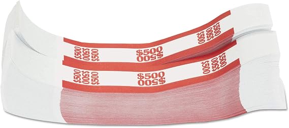 The Coin-Tainer Co. $500 Currency Band, Red, 1000 Count