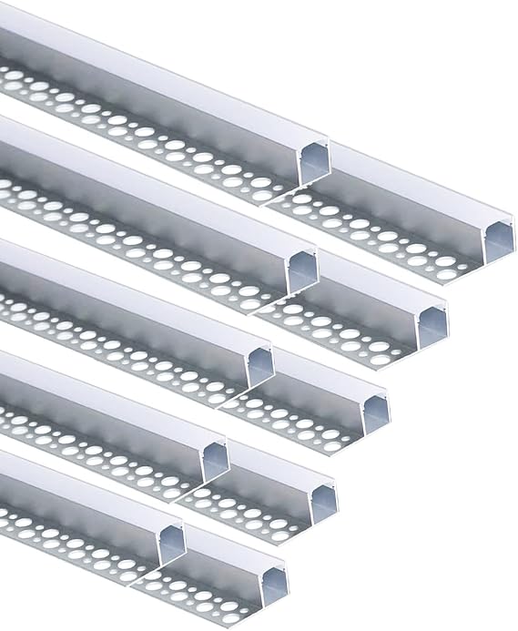 Besseto LED Tile Profile 3.3 ft/1 Metre Plaster Trim Edge LED Strip Aluminium Profile Tiles with Milky Diffuser and End Caps [Energy Class A]