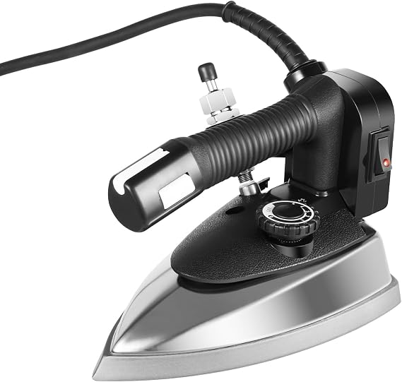 1200w Steam Iron for Clothes, Professional Steamer for Clothes 9 Exhaust Ports Hanging Water Tank (0.79 Gal) Adjustable Temperature 2 Purposes (Dry-Clean and Iron)