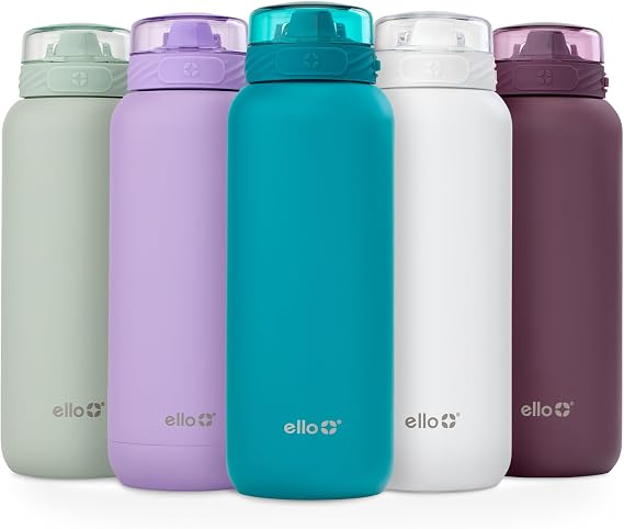 Ello Cooper Insulated Stainless Steel Water Bottle with Straw, Antigua, 40 Ounces (Pack of 6)