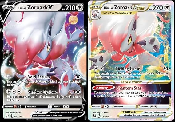 Hisuian Zoroark V & VStar Lost Origin - Pokemon Ultra Rare Card Set 146/196 & 147/196