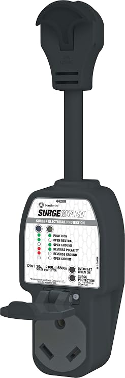 Southwire Surge GuardTM 30 Amp Portable RV Surge Protector with Enhanced Diagnostics, 2100 Joules, 44280