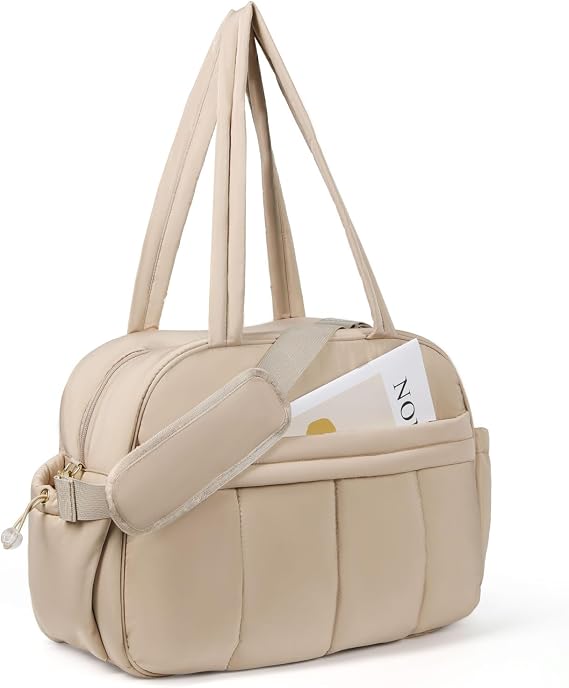 Behaesty Weekender Bags for Women, Quilted Travel Duffel Bag, Large Puffer Duffle Bag for Travel Gym Overnight Weekend Workout Carry on Bag for Airplanes, Personal Item Travel Bag