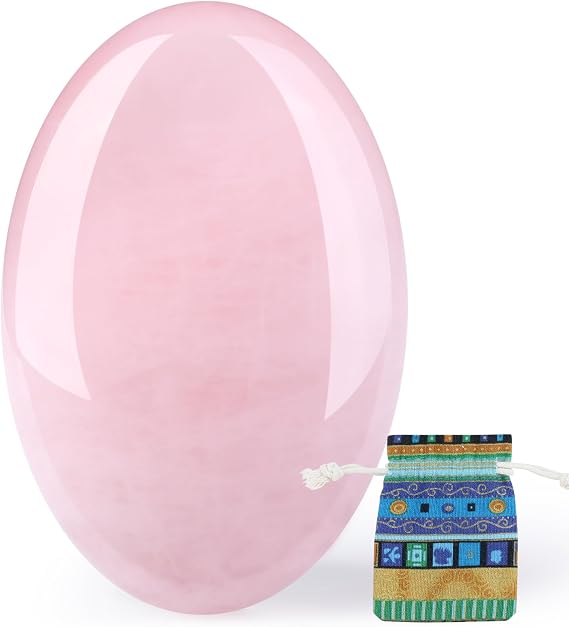 QINJIEJIE 2.4" Rose Quartz Large Palm Stone Healing Crystals Polished Worry Stone Natural Gemstones Gifts for Women Men Meditation Protection Energy Balancing Anxiety Stress Relief 1PCS
