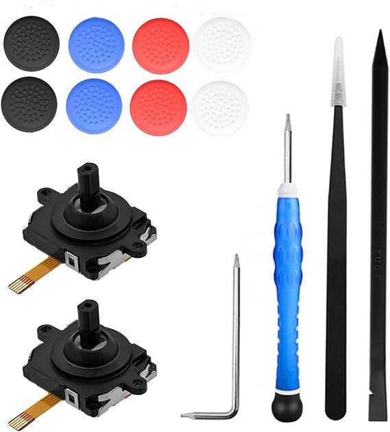 2 PCS Replacement Analog Joystick for Oculus/Meta Quest 2 Controller, Left or Right Joystick Analog Thumb Stick Repair Kit with Joystick caps, VR Analog Thumb Stick Repair Tool Replacement Accessories