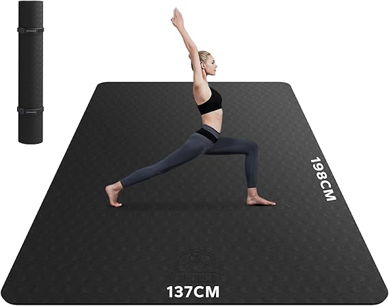 HAPBEAR Yogamatte XXL- Extra Groß Breit Yoga Matte Sportmatte Fitnessmatte Rutschfest 198cm x137cm/183cm x122cm/183cm x116cmUltra Haltbar Gymnastikmatte für Pilates Gym Zuhause Workout