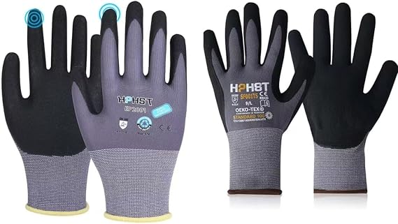 Work Gloves Micro-Foam Nitrile Nylon Glove L + Eco Friendly Spandex Liner Nitrile Sandy L
