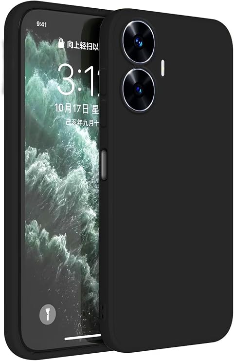 Topme Case Design for Realme C55 / Realme Narzo N55 (6.72" Inches) Cover, Tpu Silicone Case Skin Protector - Black