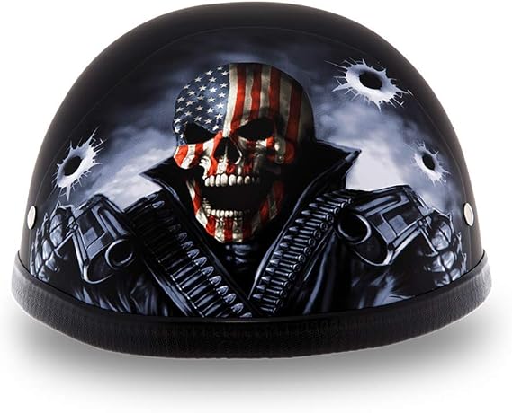 Daytona Helmets Graphics Bicycle Helmets for Men - Novelty Half Helmet with Breathable Liner - Retro Skull Cap Eagle Headgear with Head Wrap