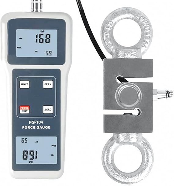 Digital Force Gauge Tester LCD Screen Hand Grip Dynamometer Digital Force Gauge FG-104 FG-107 1K/2K/5K/10K/20/50/100K Push Pull Tension Meter For Load/Destructive Test(FG-104)
