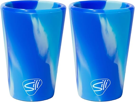 Silipint 1.5oz Silicone Shot Glasses Pack of 2 Unbreakable, BPA-Free, Non-Toxic, Dishwasher & Freezer Safe Cups Colored Shot Glasses for Cold Beverages, Cocktails, Travel, Party (Arctic Sky)