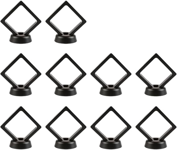 RANRAO 5/10pcs Transparent Floating Frame 3D Display Holder 3D Display Stand Box Transparent Jewelry for Ring Coin Display Cases