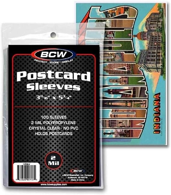BCW Postcard Sleeves 3.5x5 Archival Sleeves for Postcard Storage | Clear Polypropylene Post Card Sleeves | Protect Small Postcards, Photos & Invitations 100 Pack