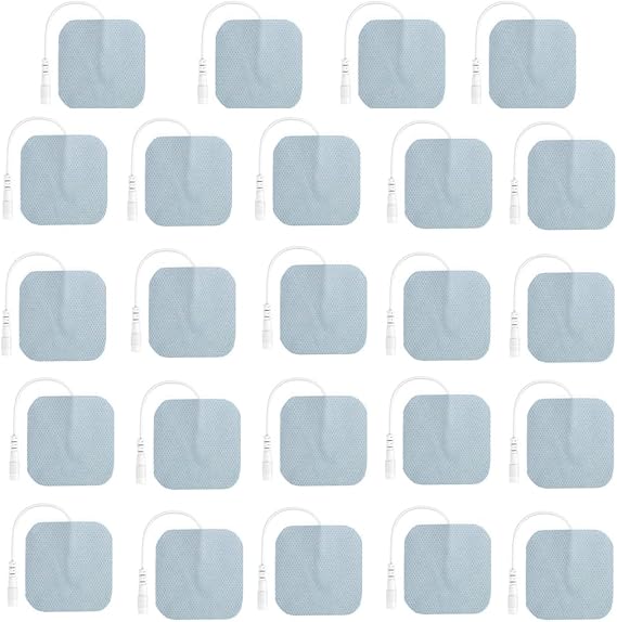 TENS Unit Pads 24 Pieces Wired Self-Adhesive Electrodes Premium Replacement Pads for TENS Units - 2x2 Inches (2x2-24 Pcs)
