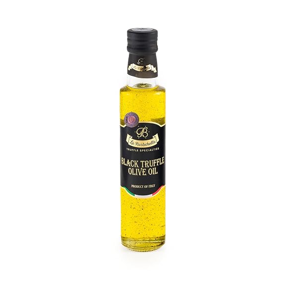 La Rustichella - 100% KOSHER Black Truffle Olive Oil 8.45 fl oz (250 ml) - Certified Kosher Recipe - 100% Made in Italy | Vegan, Gluten-Free, Cholesterol-Free