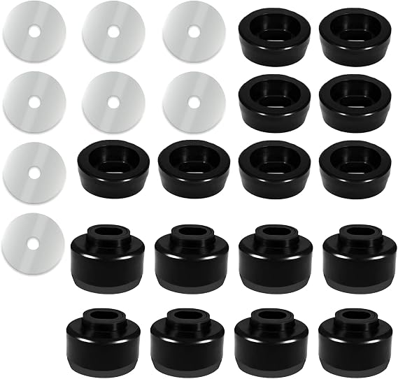Body and Cab Mount Bushing Kit for 1999-2014 Chevy Silverado & Sierra 1500/2500 2WD/4WD Polyurethane Body Cab Mounts Replace 7-141, Black