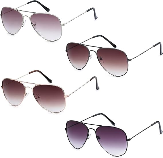 Aviator Sunglasses for Men & Women, 4 Pack