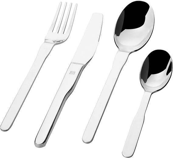 HUTCH Moda Series 24 Piece 18/10 Stainless Steel Tableware Cutlery Flatware Set Mirror Polish Utensils - Fork/Knife/Tablespoon/Teaspoon (Silver)