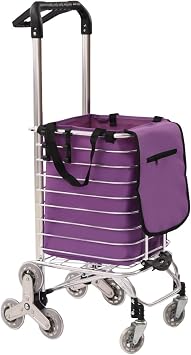 Folding Shopping Cart - Large Capacity, Aluminum & Stainless Steel Pull Cart for Groceries, Laundry, Garage