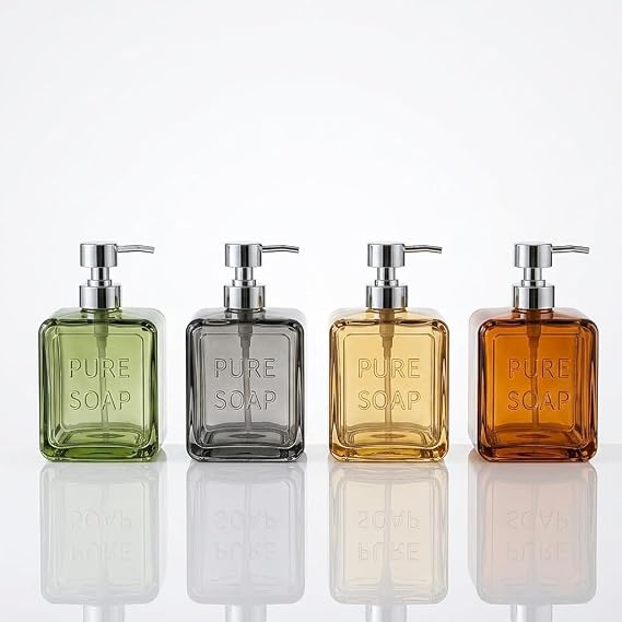 Deconox 1 Adet 500 ml Cam Sıvı Sabunluk - Şık Tasarım - 4 Farklı Renk Seçeneği (Asorti Gönderim)