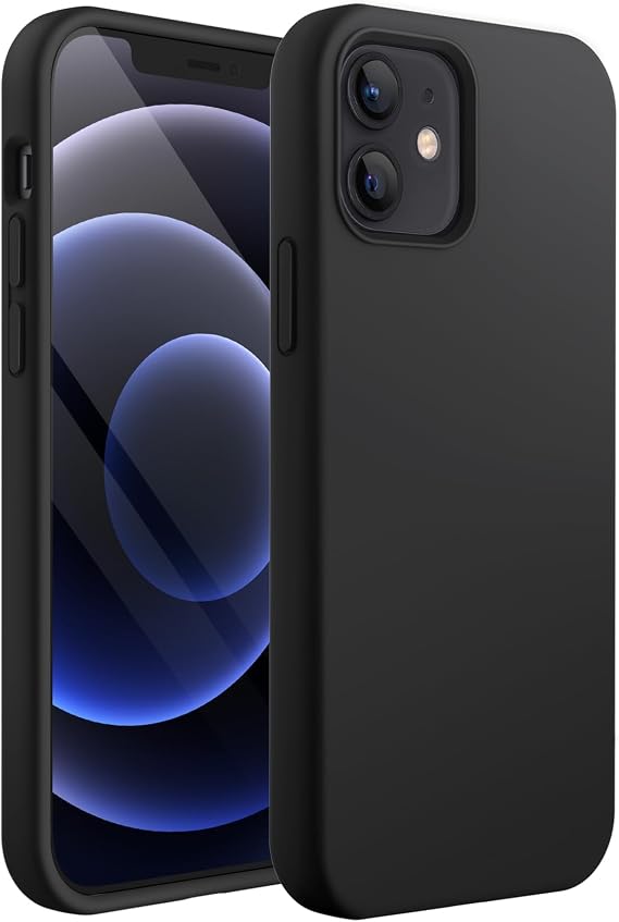 JETech Silicone Case for iPhone 12/12 Pro, Black