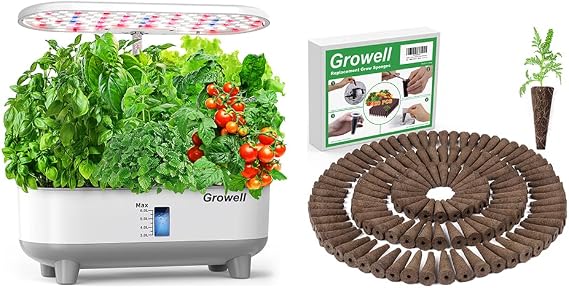 Growell 16 Pods Hydroponics Growing System Kit & Grow Sponges 120 Pcs