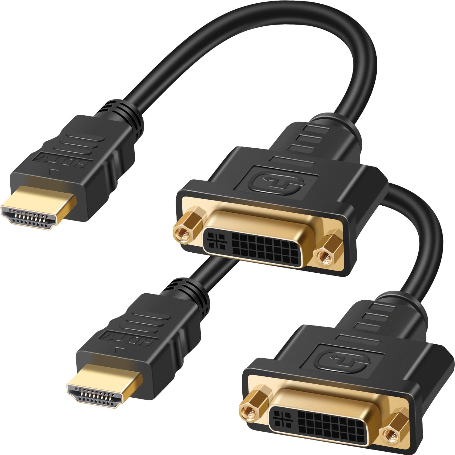 DVI to HDMI Adapter for Monitor, 2 Pack Bi-Directional HDMI to DVI Cable 1080P DVI-I 245 to HDMI Female to Male Video Cord for HDTV, PC, Xbox, Blue-ray DVD, AV Receivers