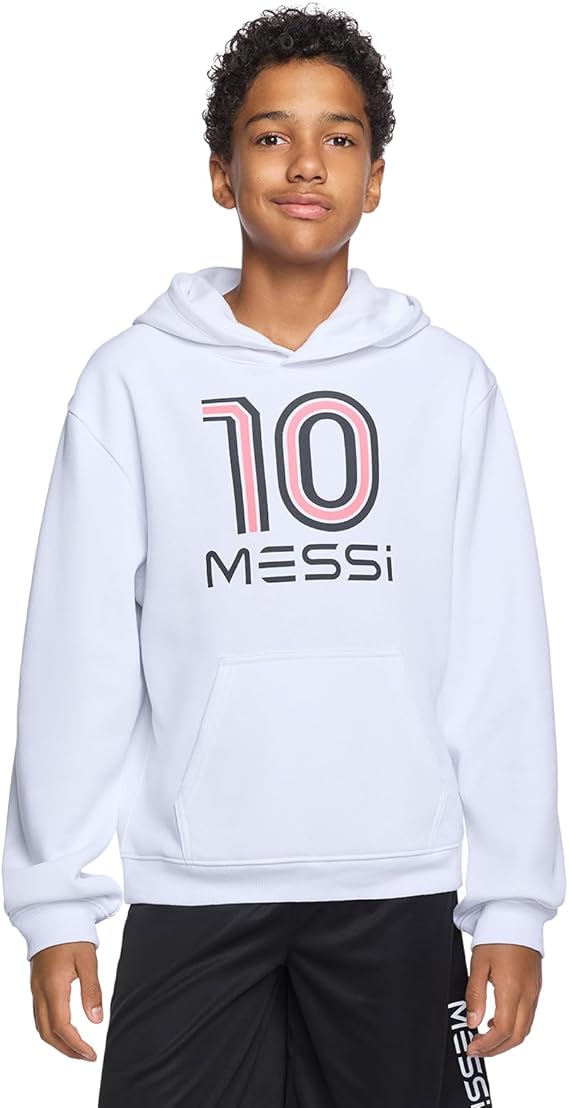 Messi Boys Long Sleeve Fleece Pullover Hoodie Sweatshirt