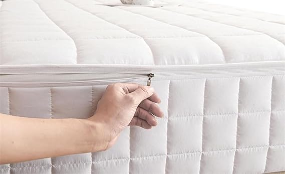 Zippered Mattress Cover - Thick Quilted, Mattress Protector 90x200 135x190 180x200 cm, Breathable Encasement, Fits Full/Queen/King, Custom (White,90x200x30cm)