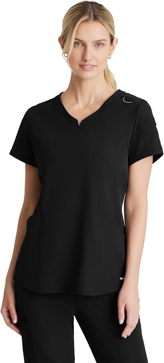 BARCO Skechers Vitality Aura Classic Fit Scrub Top for Women 3-Pocket Classic V-Neck Top with 4-Way Stretch