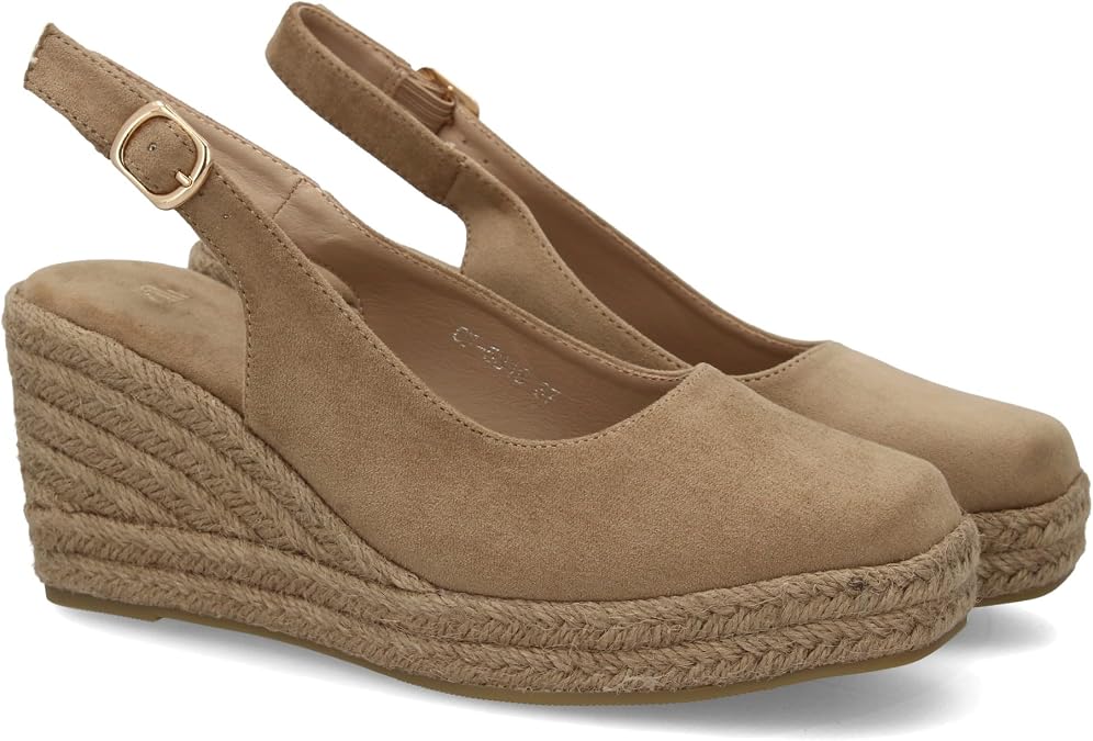 shoes& Womens Solid Color Closed Front Heel Open Heel Espadrille Wedge Wedge Lightweight and Comfortable Braided Jute Wedge Heel for Summer Season