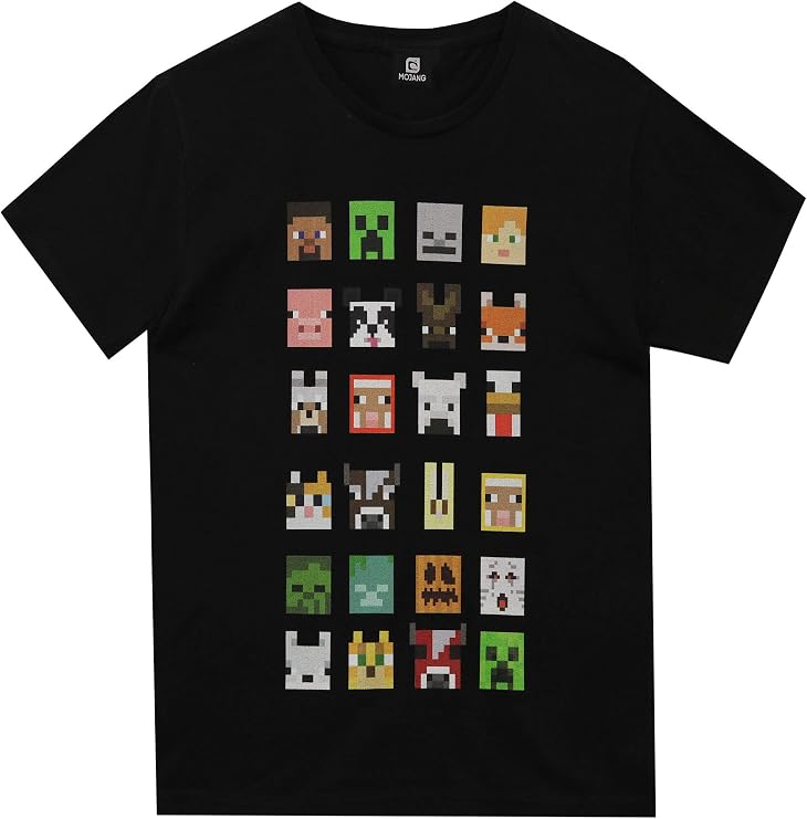 Minecraft Sprites boys' short-sleeved T-shirt. - Graphic Tee Black
