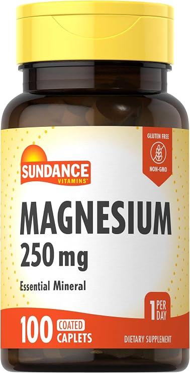 Sundance Magnesium Supplement | 250mg | 100 Caplets | Essential Mineral Formula | Vegetarian, Non-GMO, Gluten Free