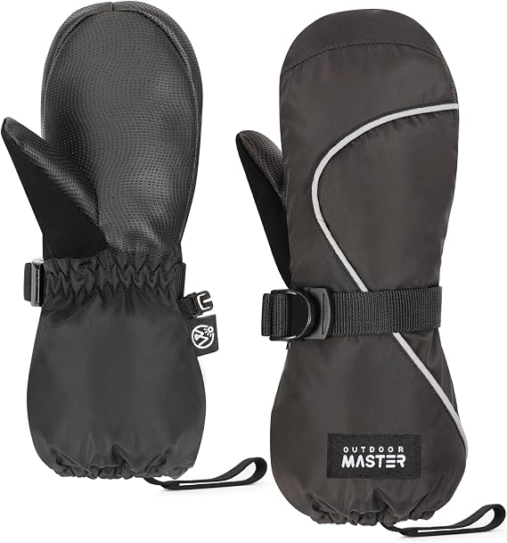 OutdoorMaster Kids Ski Mittens for Skiing, Snowboard, Boys & Girls