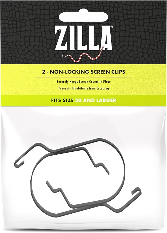 Zilla Reptile Terrarium Fresh Air Screen Non-Locking Clips, 2 Pack, Large