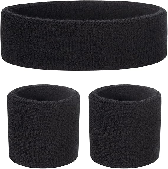 ONUPGO Kids Sweatbands Toddler Headband Wristband Set - Athletic Cotton Baby Sweat Band for Kids Youth Baby (1 Headband + 2 Wristbands)