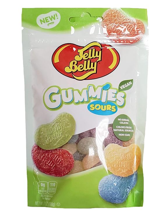 Jelly Belly Sour Gummies, 7 Ounce Bag - 5 Assorted Sour Fruit Flavors - Kosher, non-GMO, Vegan-Friendly Candy
