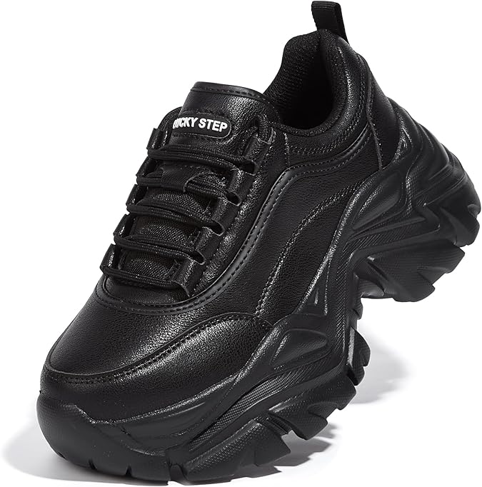LUCKY STEP Chunky Trainers for Women Fashion Platform Casual Shoes Comfortable Wedge Heel Trainers
