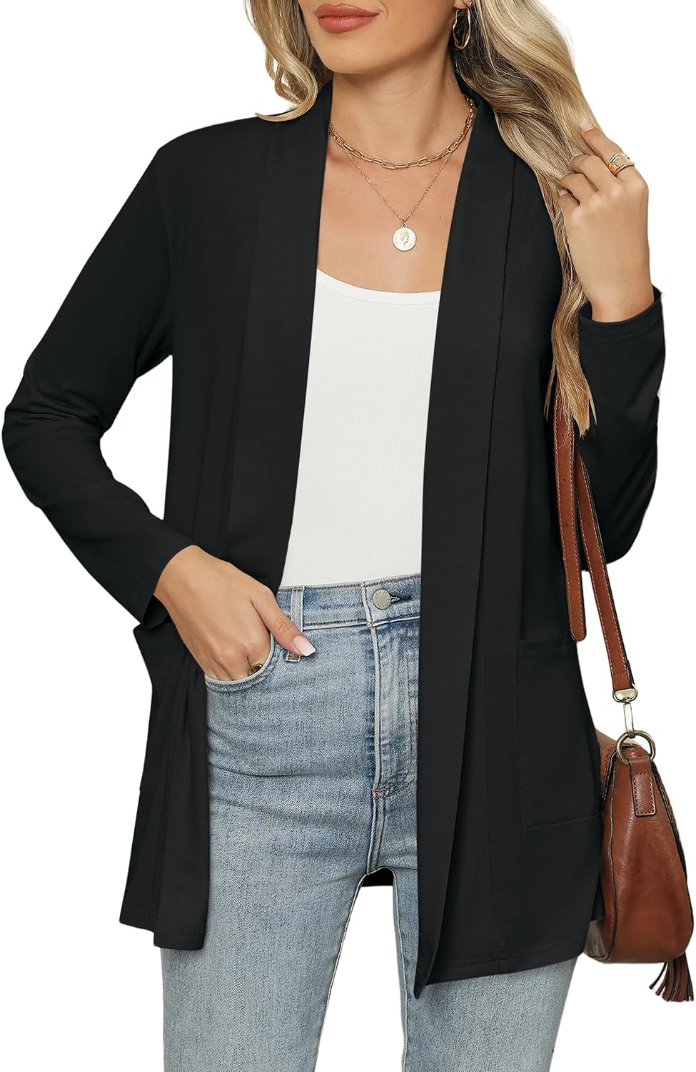 Micoson Long Sleeve Lightweight Thin 2025 Summer Cardigan for Women Casual Loose Fit Kimono Cover Up with Pockets