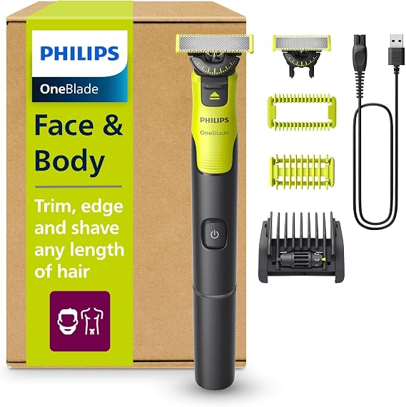 Philips OneBlade 360 with Bluetooth, Beard and Body Trimmer, Men's Electric Shaver, Male Hair Removal, 2 Blades, 5 Lengths, 60 Minutes Use with 1 Hour Charge, QP4631/30