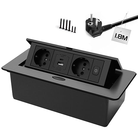 PD20W USB-C Countertop Retractable Socket - Black