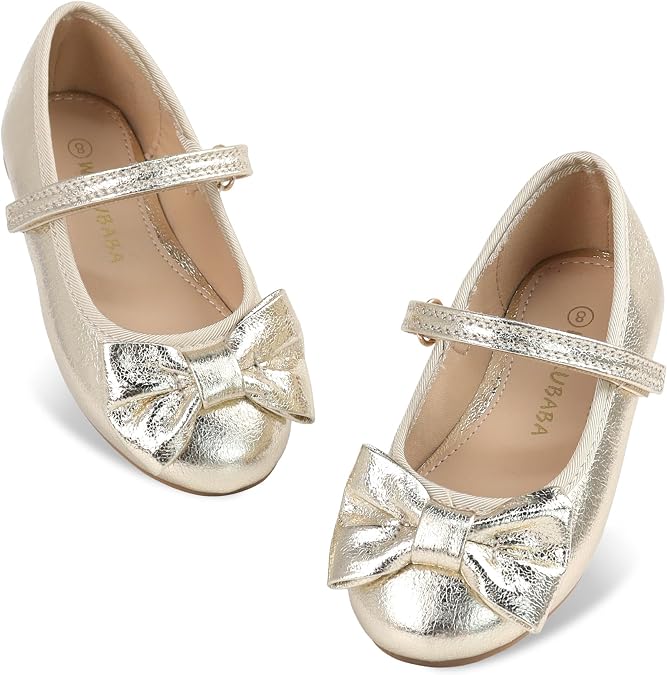 Wulubaba Toddler Girl Dress Shoes Mary Jane Ballet Flats with Bow