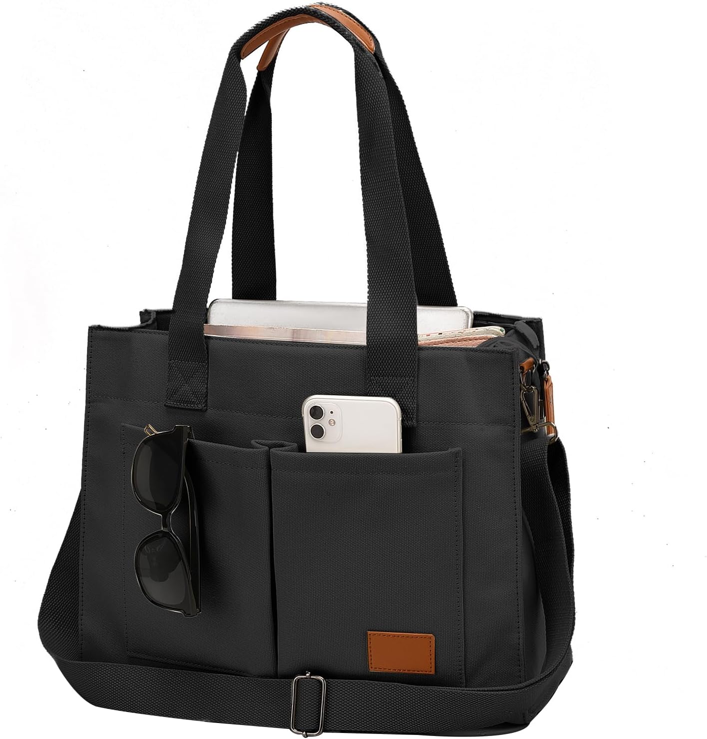 Barsine Laptop Tote Bag for Women - Large Work Bag with Multiple Pockets & Compartment, Cute Canvas Purse with Shoulder Strap