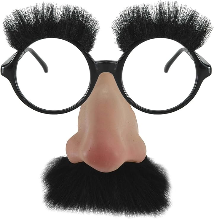 Groucho Marx Funny Glasses - Novelty Glasses with Faux Fur Moustache & Eyebrows