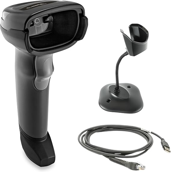 Zebra DS2208 Handheld Barcode Scanner with Stand | 1D/2D, QR Code